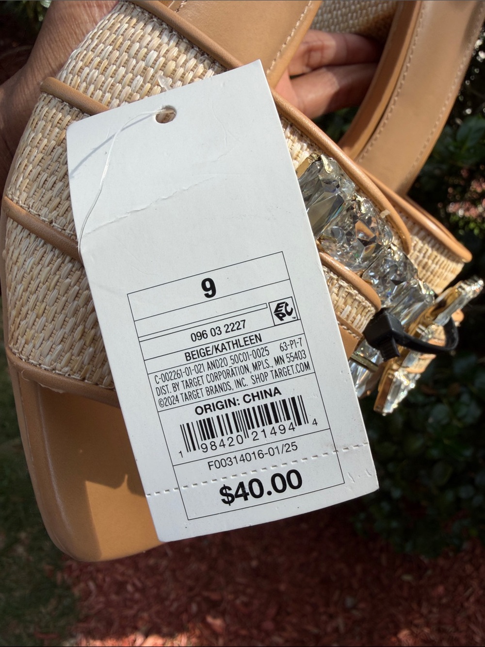 a new day Tan Woven Block Heel Slide with Crystal Buckle - Picture 5 of 12